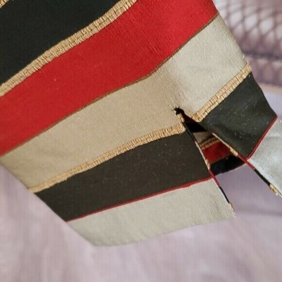 ann May Vintage Striped Lined Open Front Blazer Jacket Medium 100% Woven Silk - Picture 5 of 11